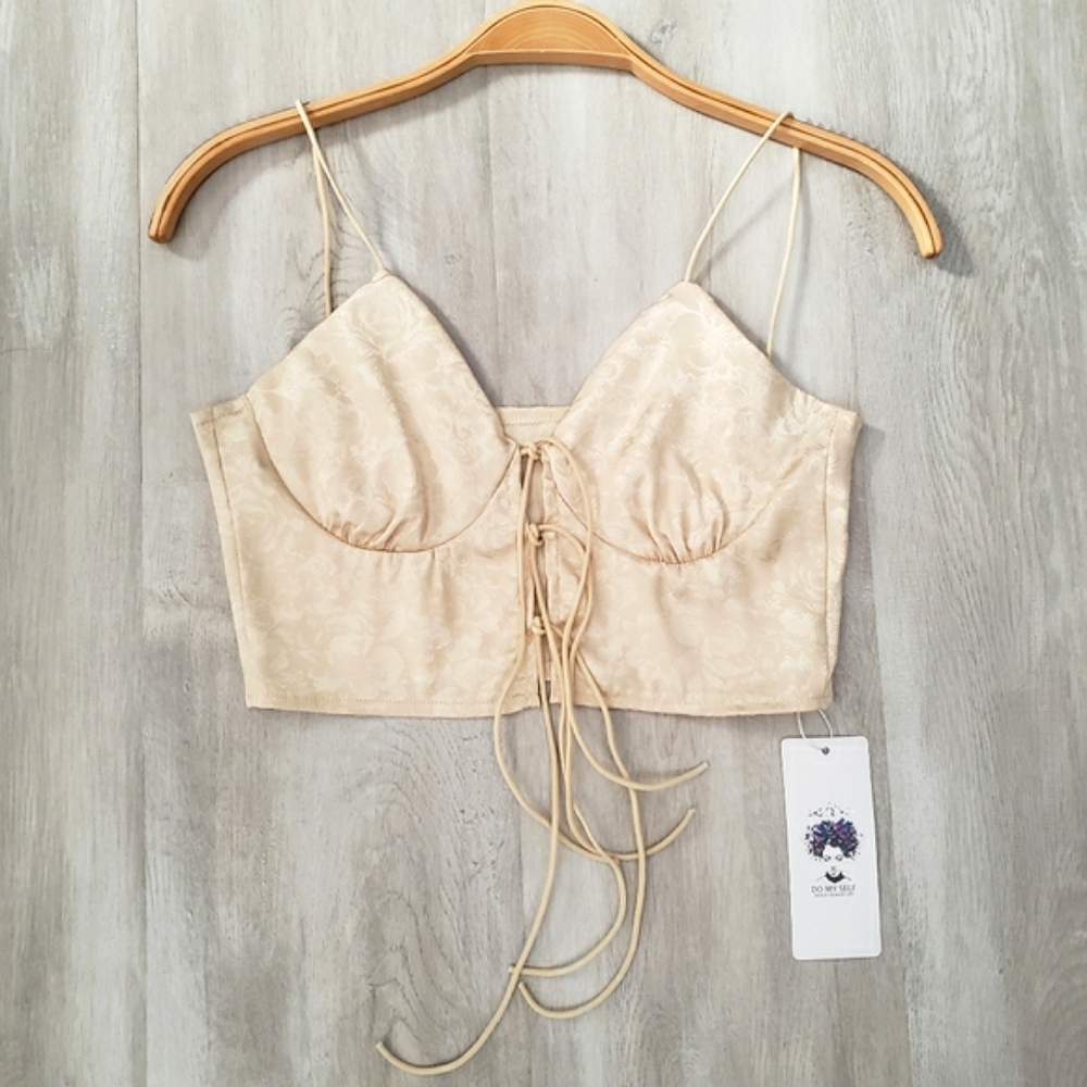 NEW Lace Up Tie Front Cami Top in Soft Gold